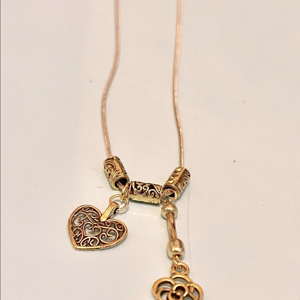 Gold and black heart and key 18 inch necklace